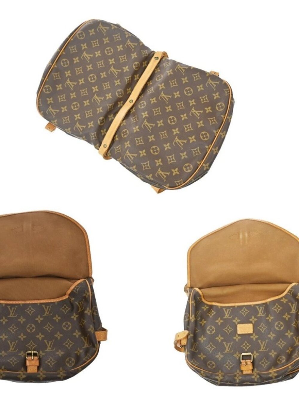 LOUIS VUITTON Logo Saumur 30 Shoulder Bag Monogram Leather Brown - Picture 10 of 14